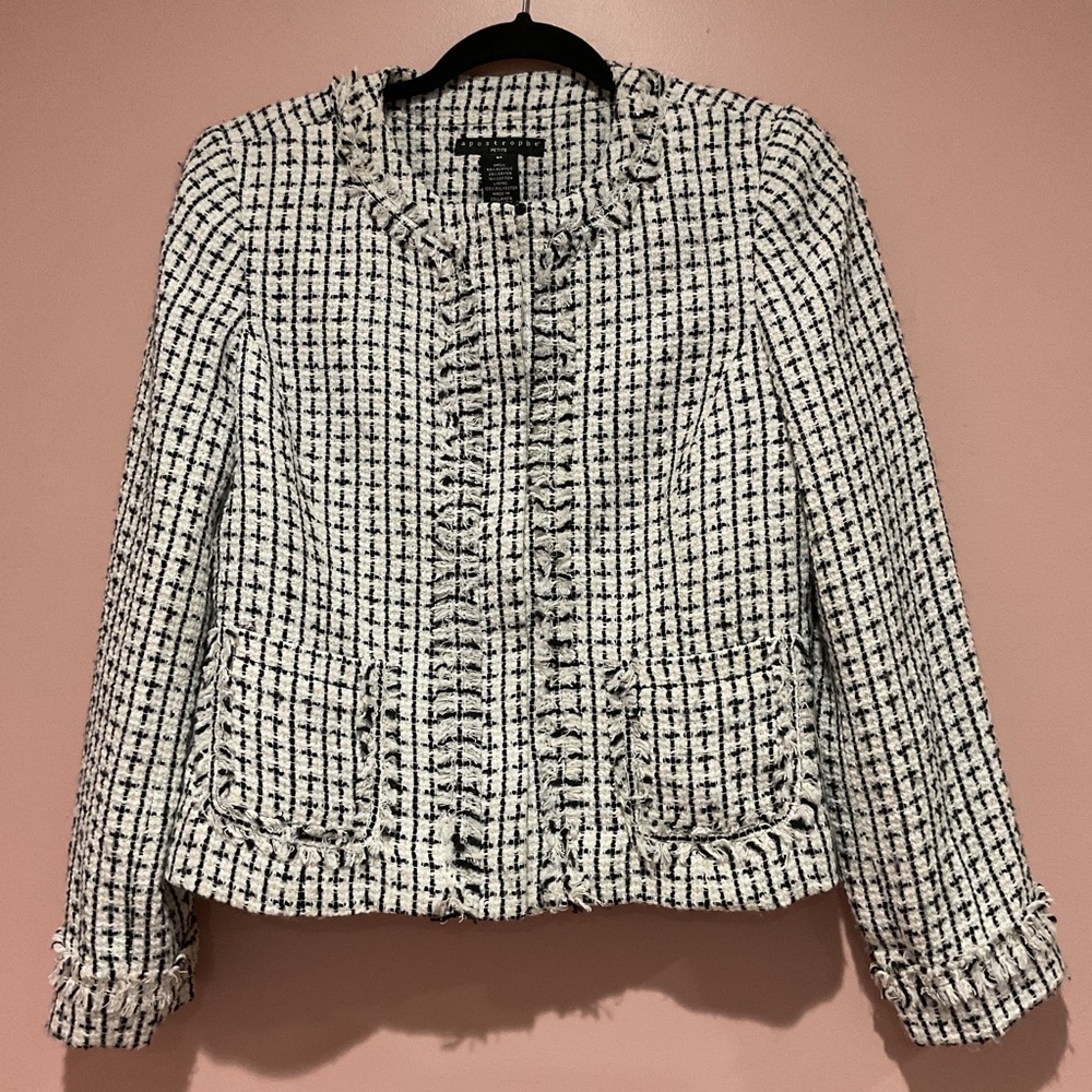 Apostrophe Black and White Textured Blazer